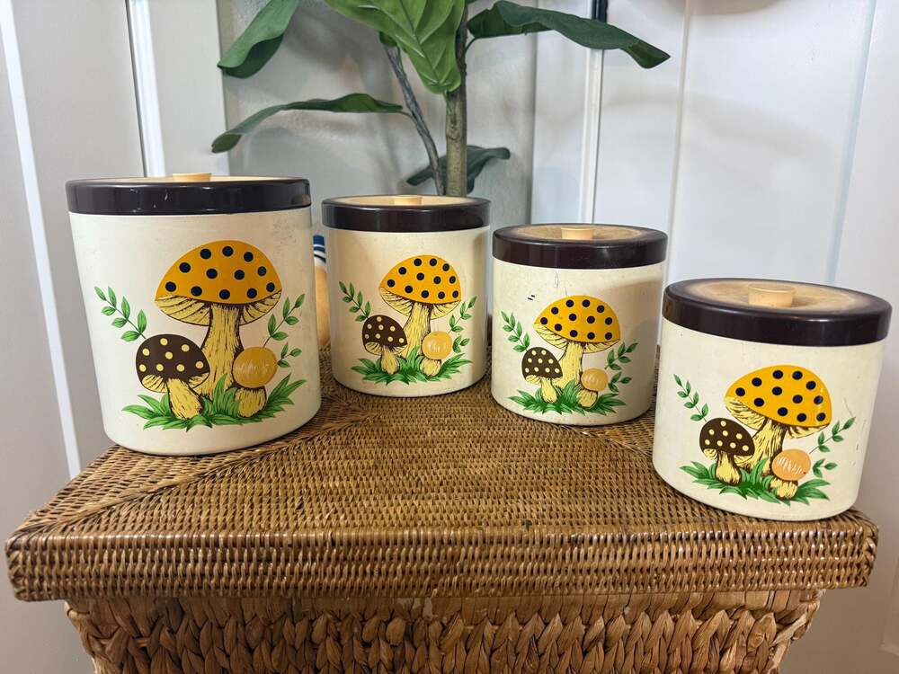 Vintage Merry Mushroom Canister Set